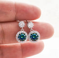 Moissanite Halo Drop Earrings in 925 Sterling Silver