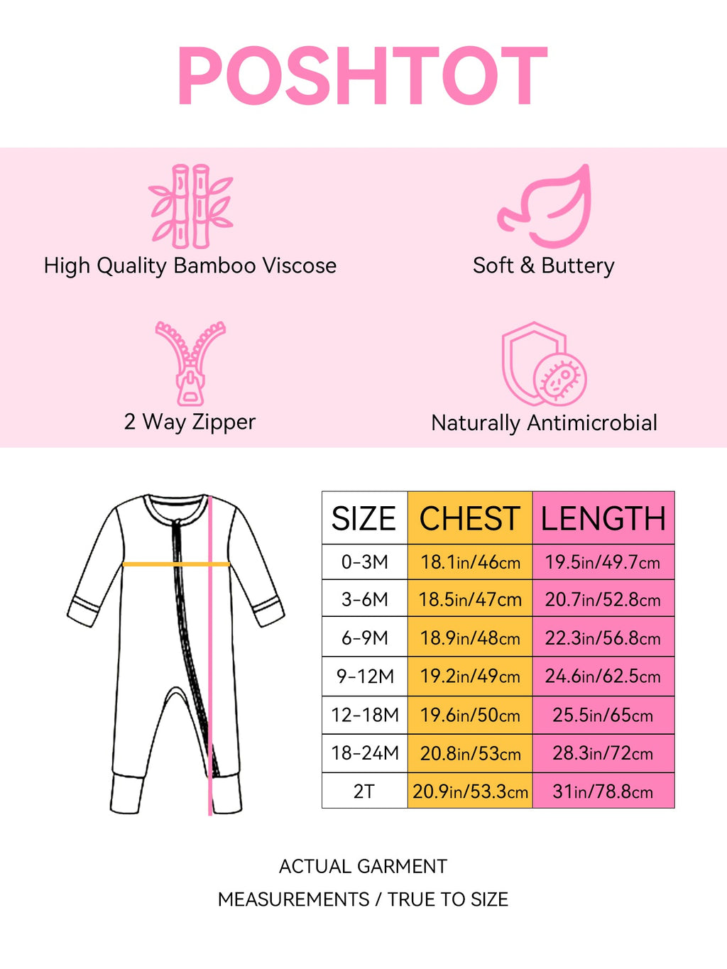 PoshTOT Rainbow Snacks Bamboo Baby Convertible Zippy Romper