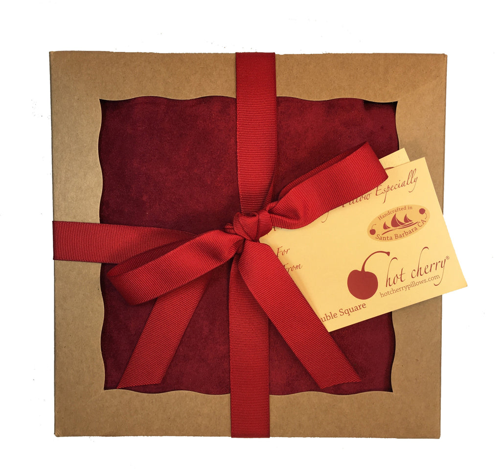 Double Square Pillow in Plush Red Ultra-Suede
