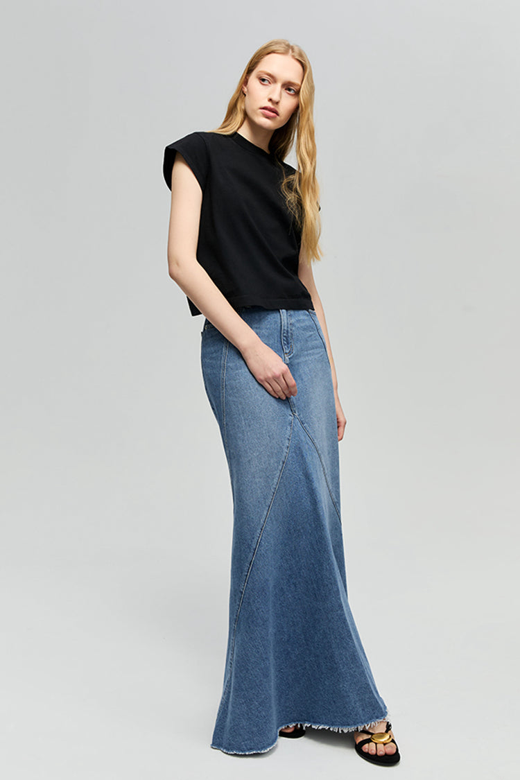 Ocean Wave Denim Skirt HJ821