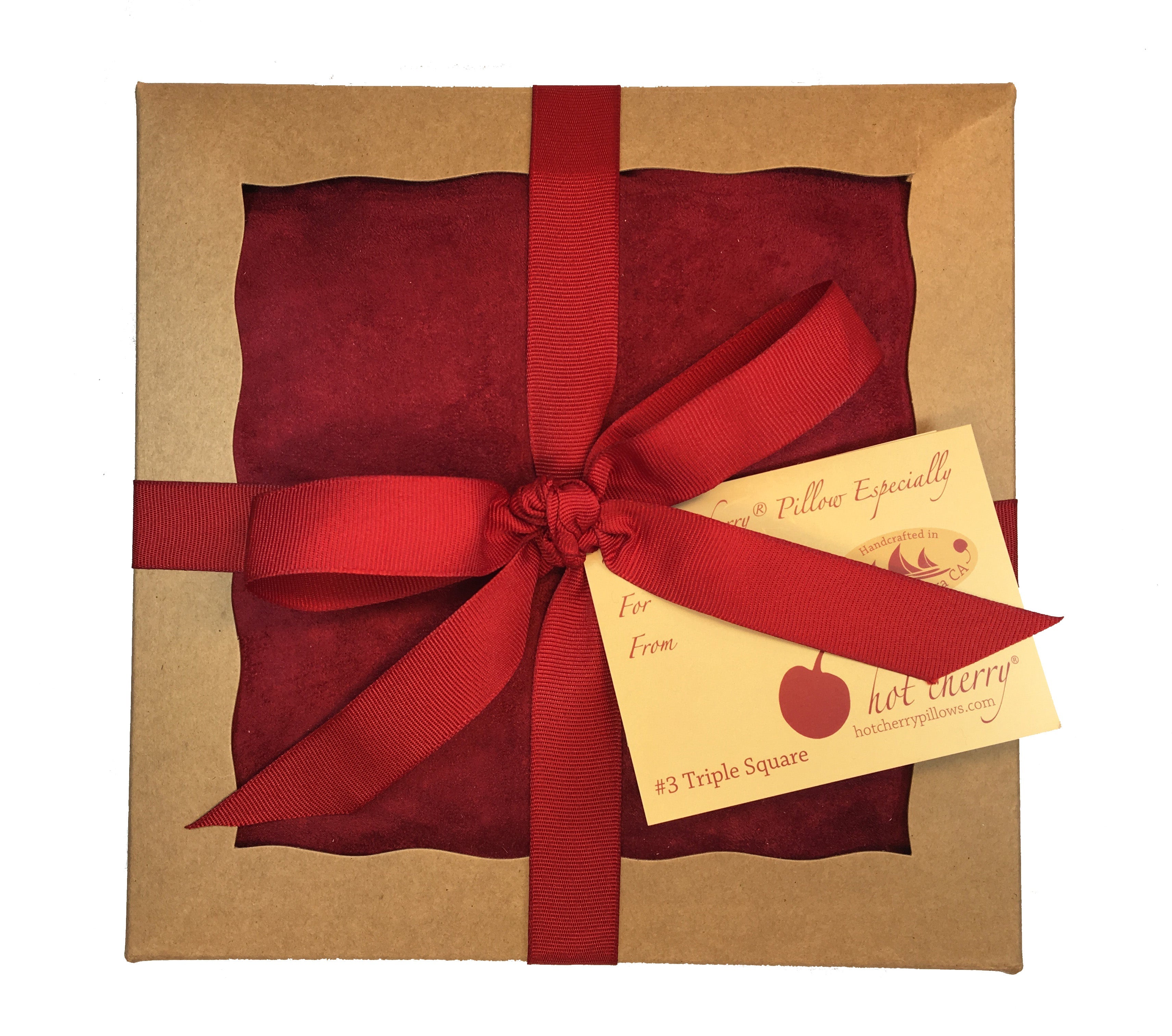 Triple Square Pillow in Plush Red Ultra-Suede
