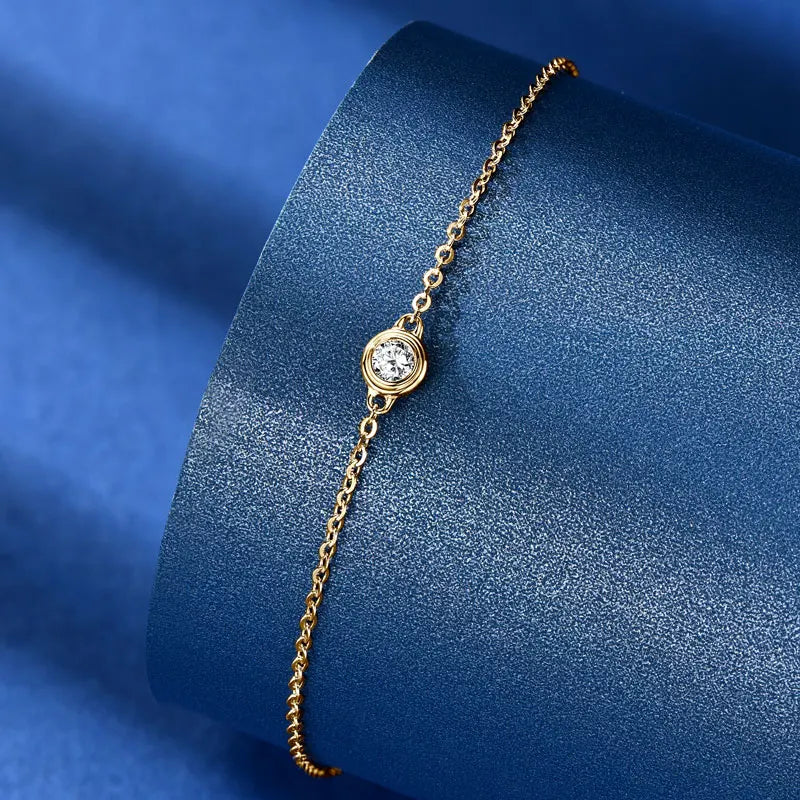Bezel Moissanite Necklace, Bracelet & Stud Earring Set