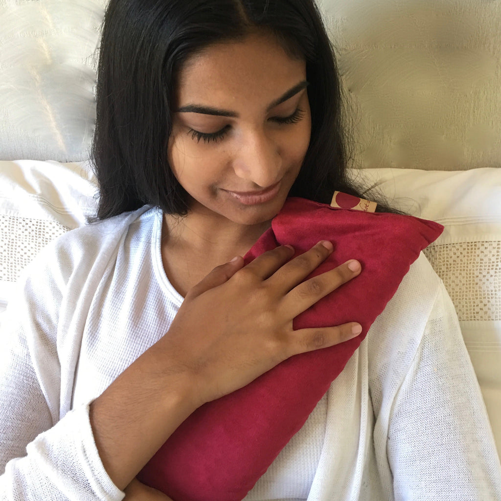 Rectangle/Cervical Pillow in Red Ultra-suede