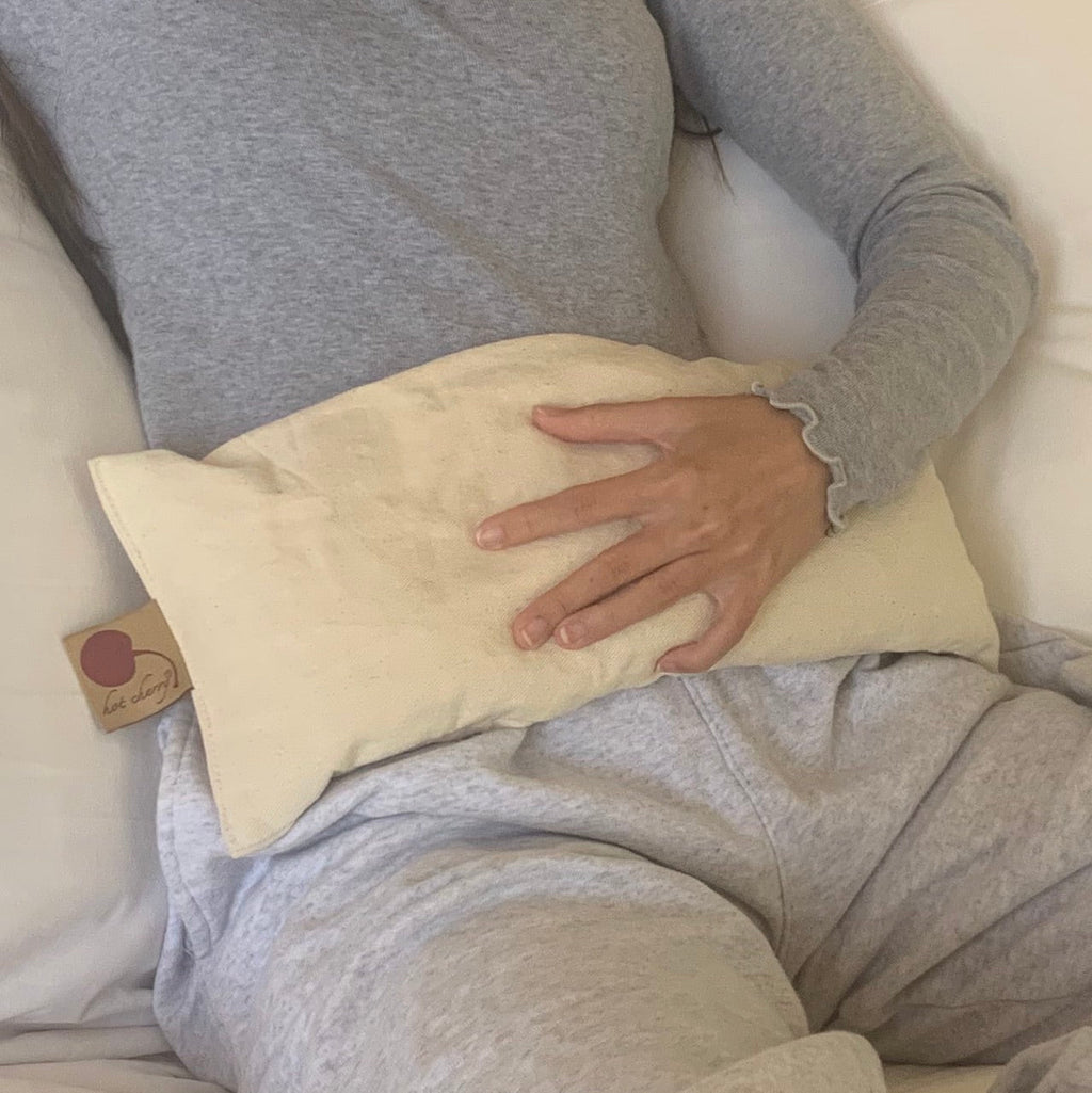 Rectangle/Cervical Pillow in Unbleached, Pre-washed, Natural Denim, with Cherry Blossom Pillowcase