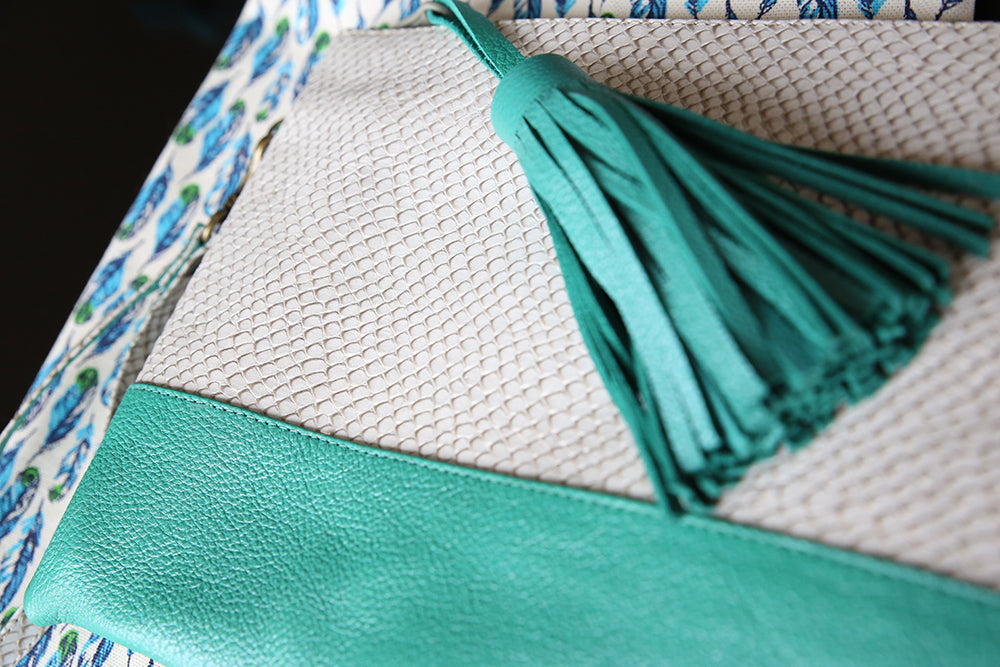 Pearl Snakeskin Clutch
