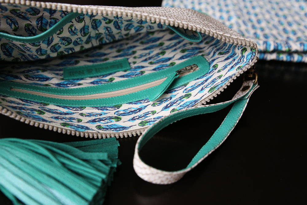 Pearl Snakeskin Clutch