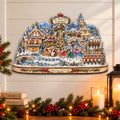 Twelve Days of Christmas Village Wooden Door Hanger – Holiday Wall Art by G. Debrekht - 8652911H