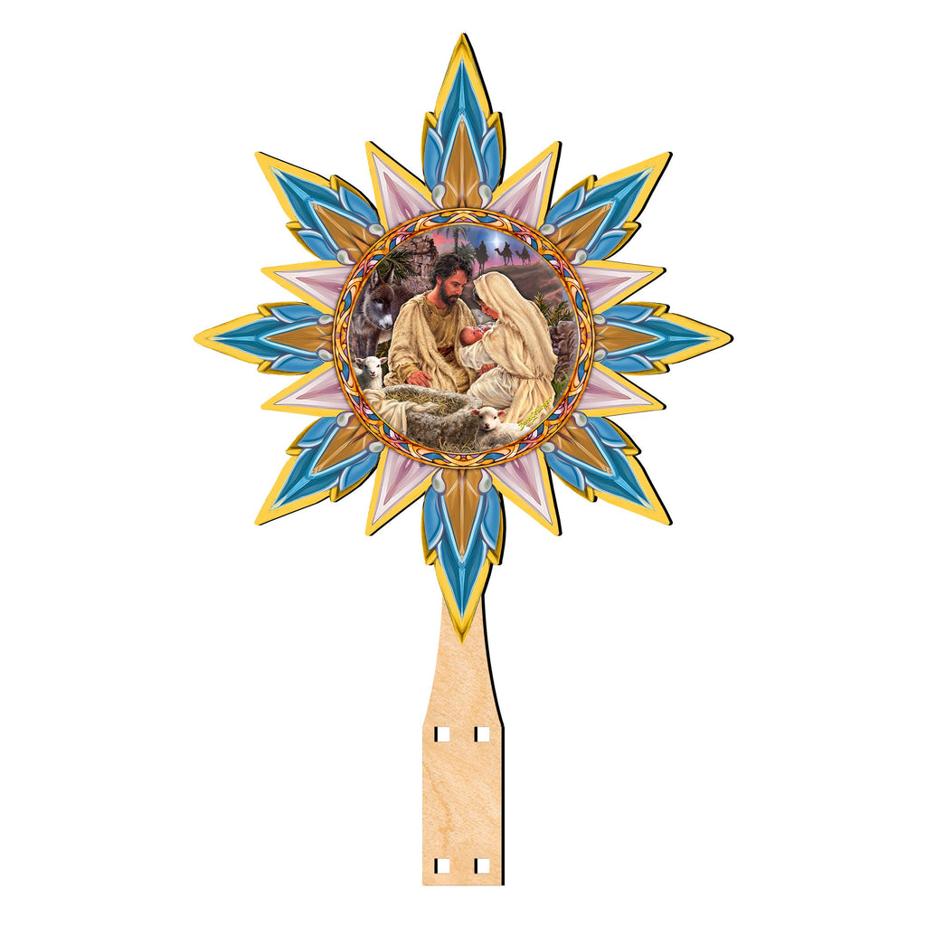 Classic Nativity Star Tree Topper Wooden Décor by D. Gelsinger - Nativity Holiday Décor - 89502-DG