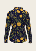 Navy Stirrups Ladies Casual Button Shirt
