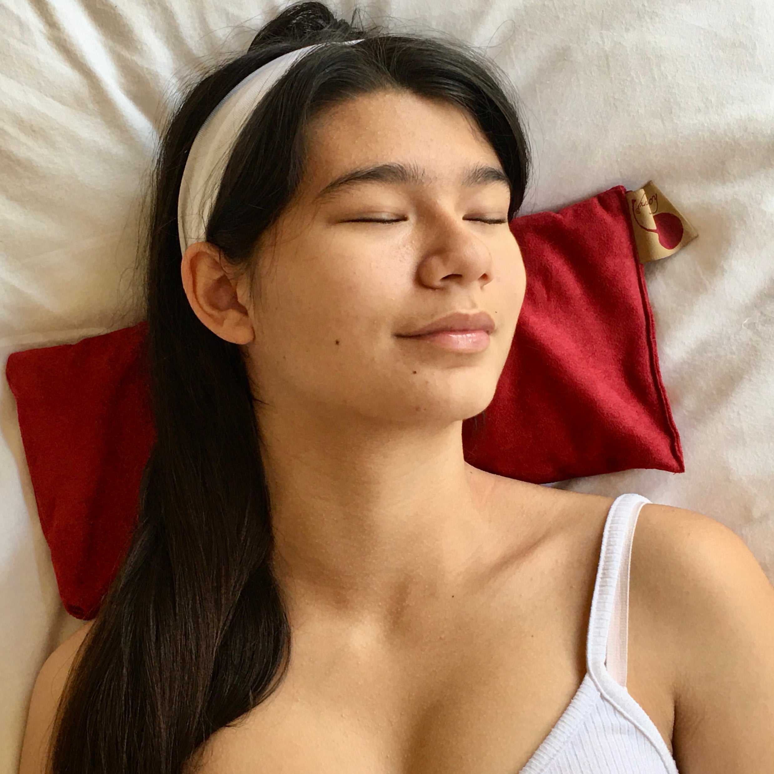 Rectangle/Cervical Pillow in Red Ultra-suede