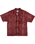 Hand Block Printed 'The Don' Camp Collar Shirt in Red Abstract Print