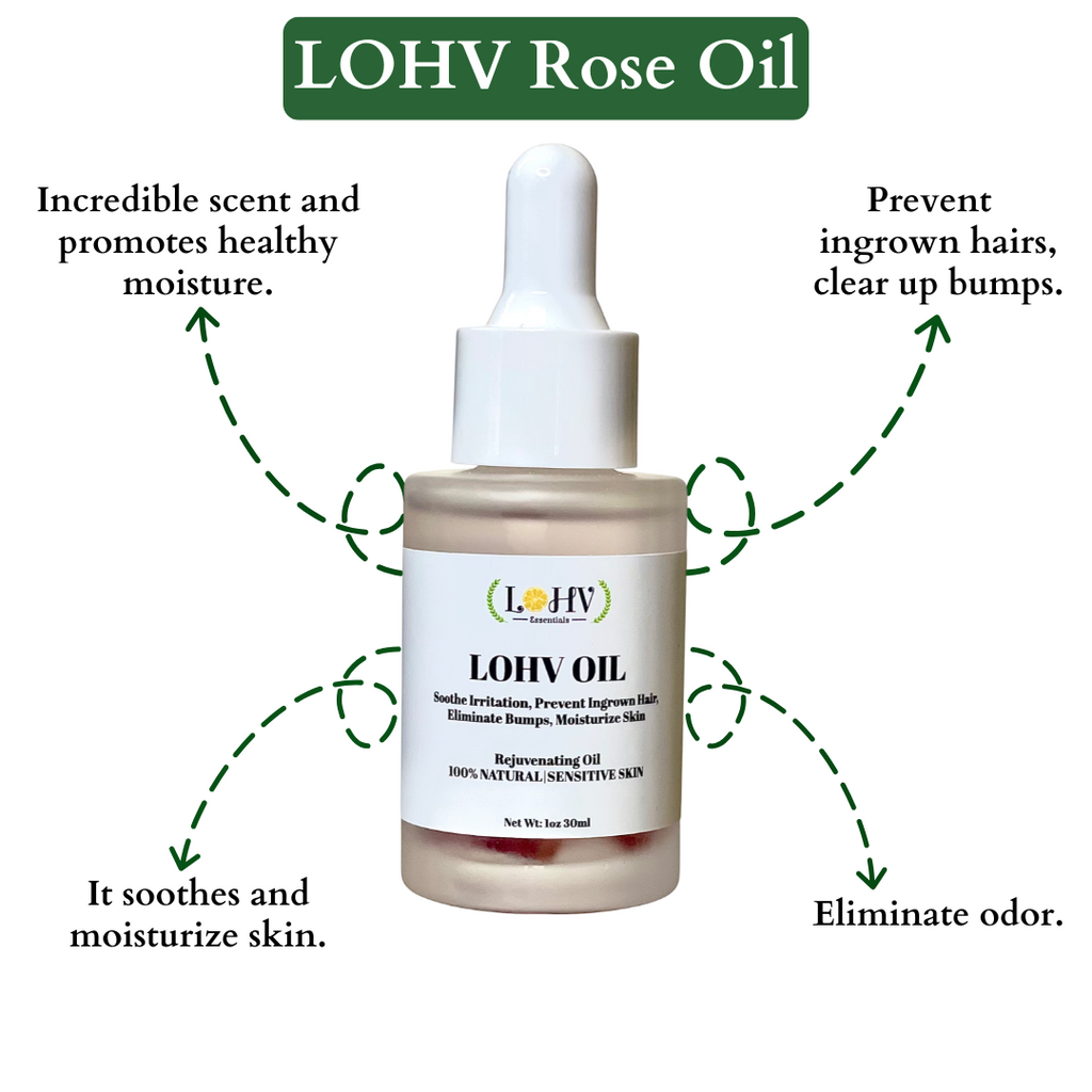 PREMIUM Multi-Purpose Rose Oil For Sensitive Skin. Clear Up Bumps, Ingrown Hairs On Face and Bikini Line, Soothes Irritation with Rosemary Oil + Vitamin E Oil + Grape Seed Oil + Sweet Almond Oil