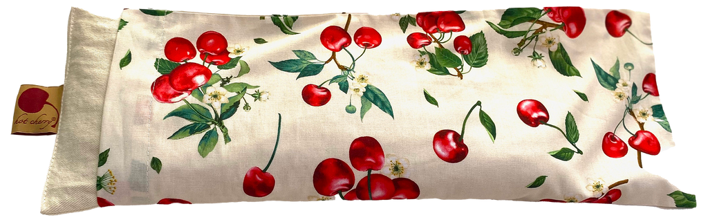 Rectangle/Cervical Pillow in Unbleached, Pre-washed, Natura Denim with Cherry Print Pillowcase