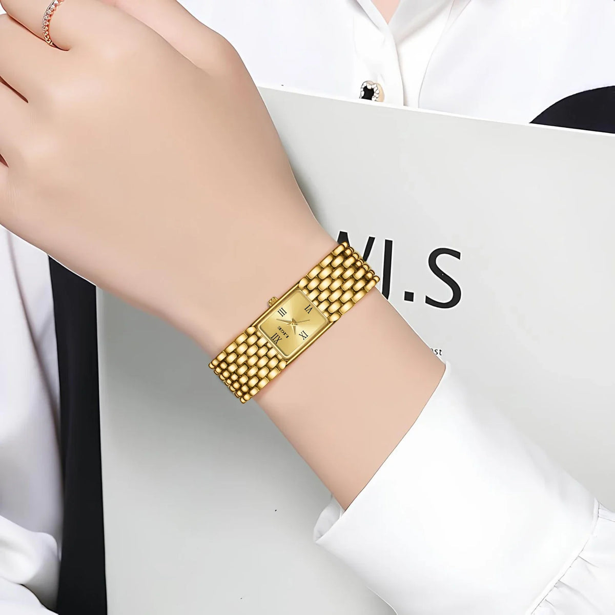 Women's Rectangular Roman Dial Bracelet Watch