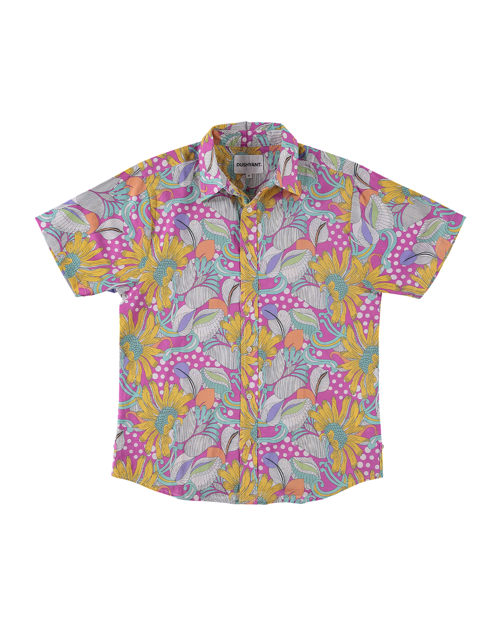 'The Sheril' Short Sleeve Shirt in Light Pink, Yellow and White (La Brea) Floral Print