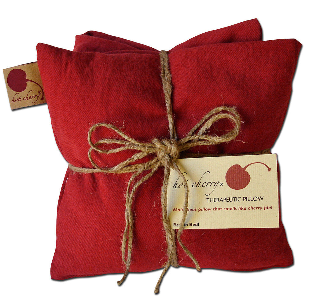 Triple Square Pillow in Red Denim
