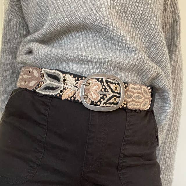 Wildroot Artisan Embroidered Belt, Black