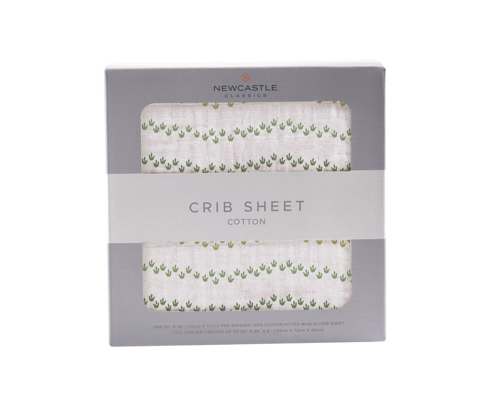 Cotton Muslin Crib Sheet Dino Feet Baby Fitted Sheet