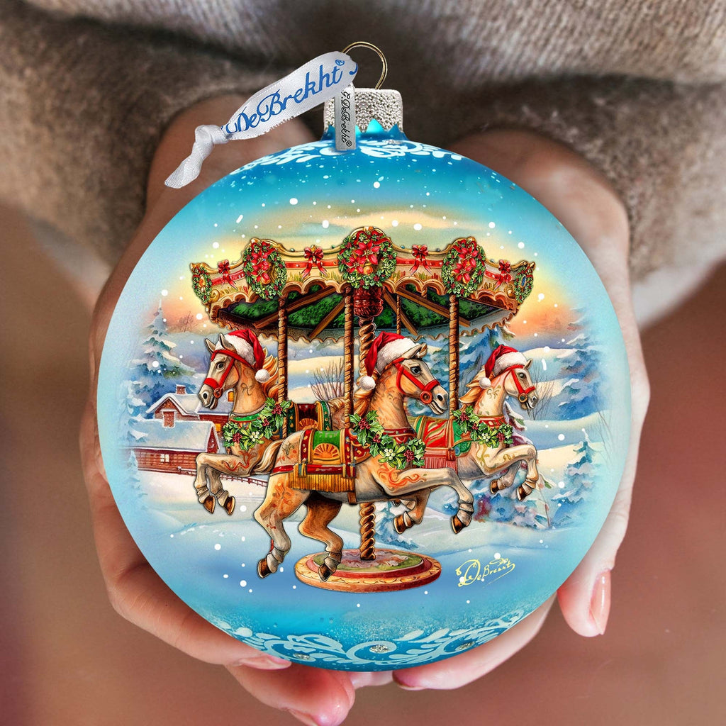 Winter Carousel Lg Glass Ornament by G.Debrekht - Christmas Holiday Decor - 73950