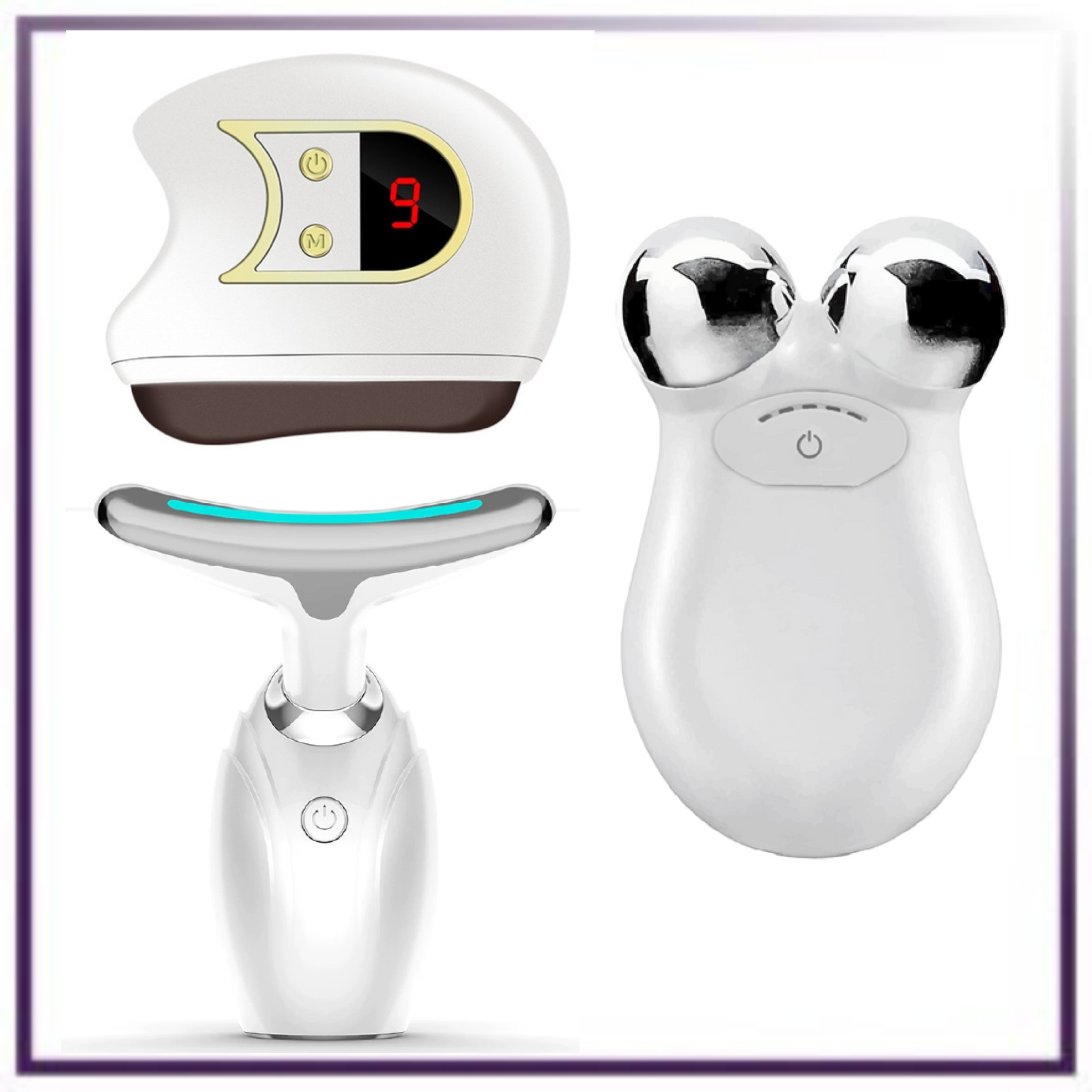 Set of 3- Lift, Sculpt & Glow Toolkit - LED Therapy, Electric Gua Sha & Microcurrent Toning Device for Radiant Skin