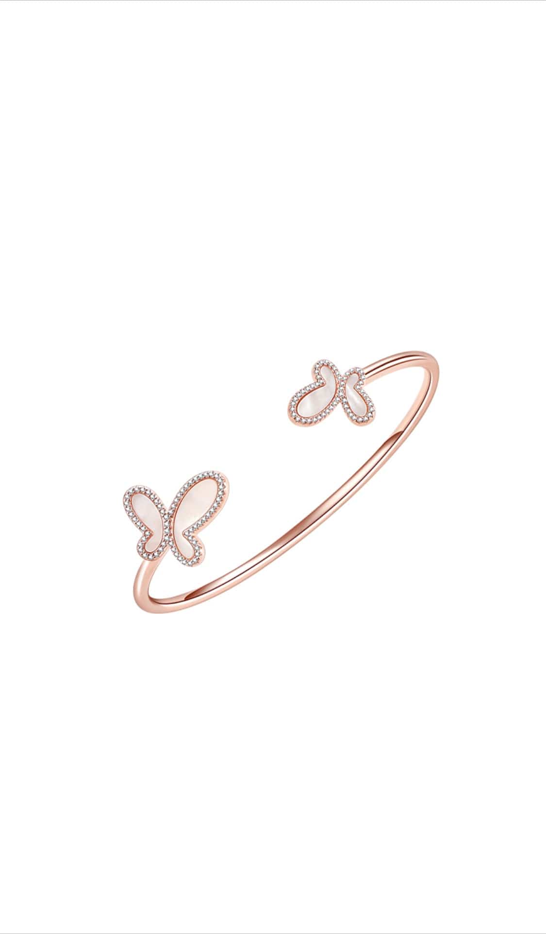 .925 Silver w/ Dual Mother Of Pearl Butterfly Bangle Bracelet Women's Jewelry (Copy)