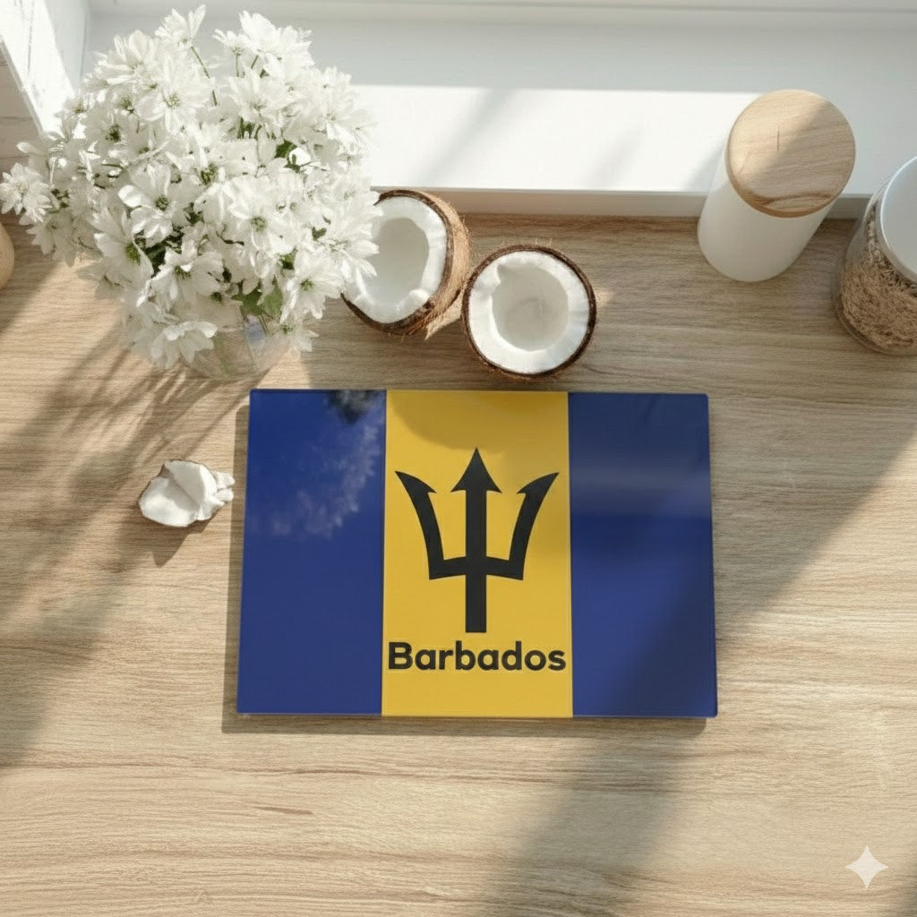 Barbados Flag Glass Cutting Board