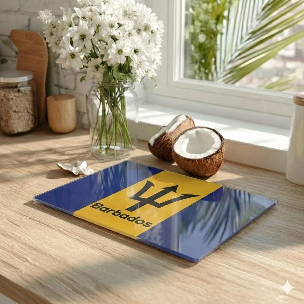 Barbados Flag Glass Cutting Board